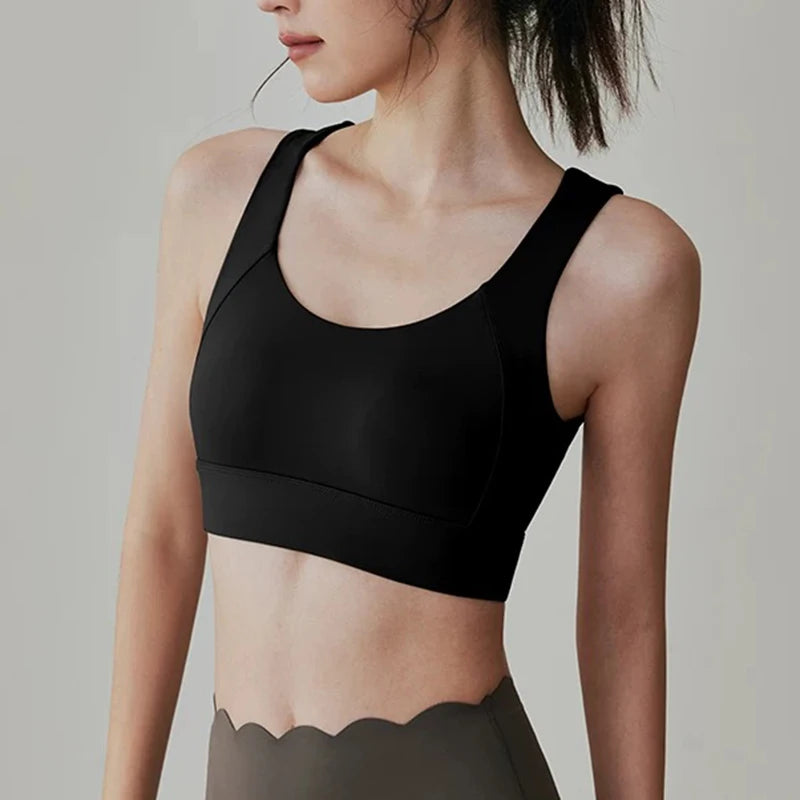 Women's U-Neck Back Hollow Integrated Shock-Absorbing Sports Bra Breathable Fitness Yoga Vest Underwear for Yoga And Fitness