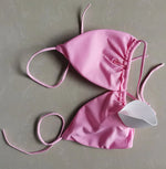 Summer Sexy Bikini set Push-up padded Bra Thong Split Swimwear Female Bandage Bathing Suit Adjustable Lacing Swimsuit Solid