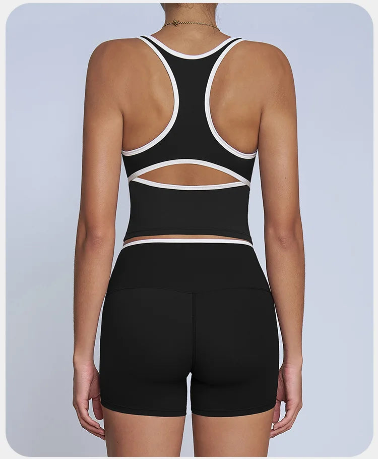 Tight Naked Yoga Shorts Suit Women Double Strap Sports Bra High Waist Flare Leggings Fitness Suit Gym Running Workout Clothes