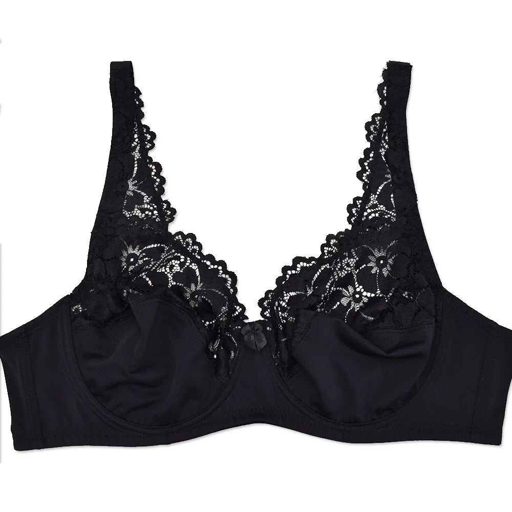 Womens Lager Bosom Lace Bralette Ladies Floral Unpadded Bra Sexy Lingerie See through Underwired Plus Size Brassiere Top