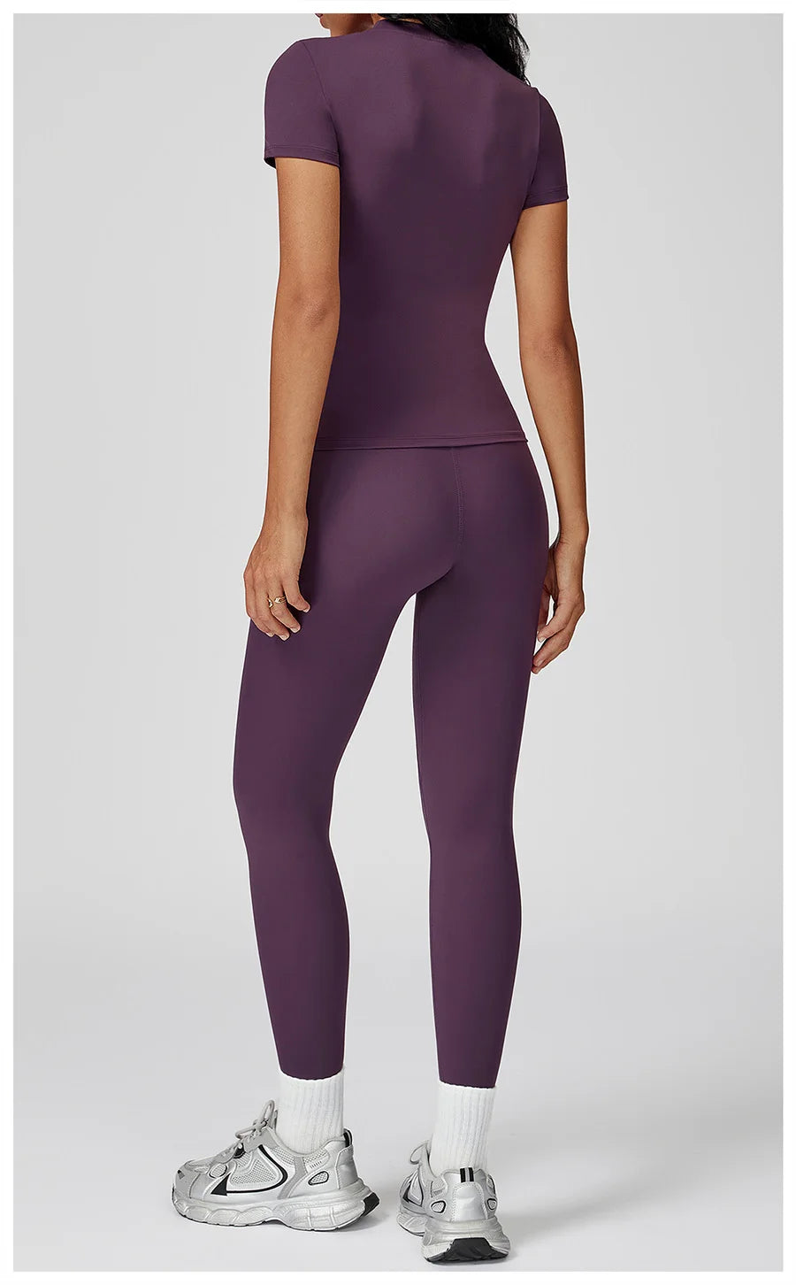 New Yoga Set Two Piece Women Short Sleeve Top with High Waist Leggings Seamless Workout Clothes Patchwork Sport Fitness Gym Sets