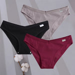 3PCS/Set Women Cotton Briefs Panties Ladies Sexy Solid Color Low Waist Underwear Female Soft Breathable Intimates Lingerie 2024