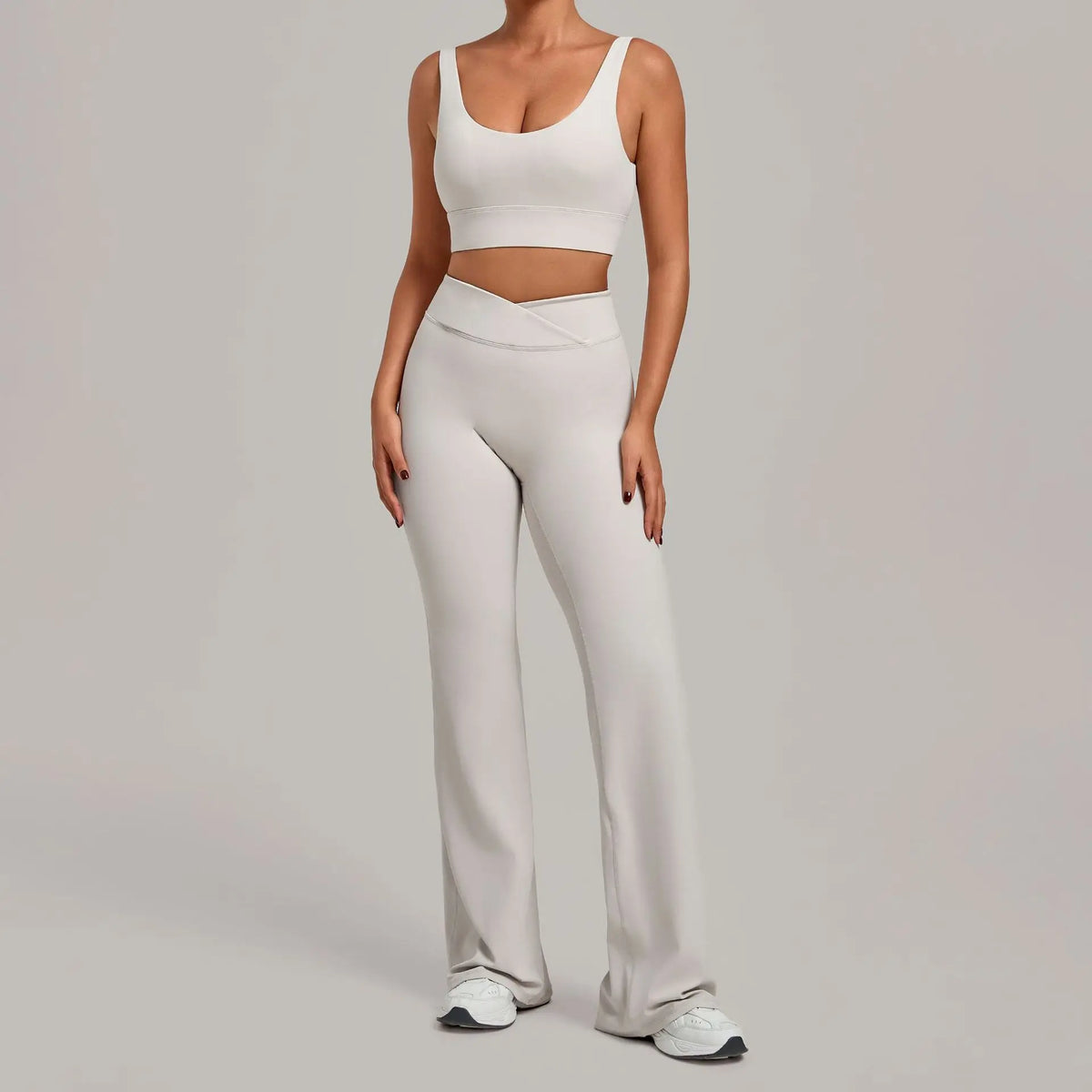 Women's Seamless Yoga Sets Sports Fitness Hip-lifting High Waist Flared Pants Backless Bra Suits Training WorkoutLeggings Sets
