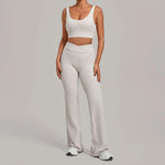 Women's Seamless Yoga Sets Sports Fitness Hip-lifting High Waist Flared Pants Backless Bra Suits Training WorkoutLeggings Sets