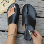 Women Summer Flat Slippers Casual Solid Color Round Toe Wear Slides Roman Style Solid Soft Sole Slides for Women Size 36-43