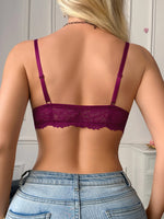 Solid Floral Lace Women's Bra Sexy Front Closure Push-Up Bra Breathable Back Mesh Comfortable Lingerie