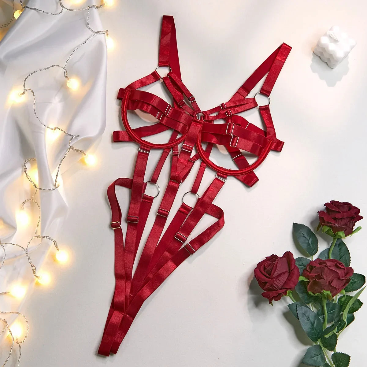 Hollow Out Bdsm Bandage Open Crotch Bodysuit for Women Sexy Lingerie Teddies Erotic Sex Body Suit Exotic Accessories