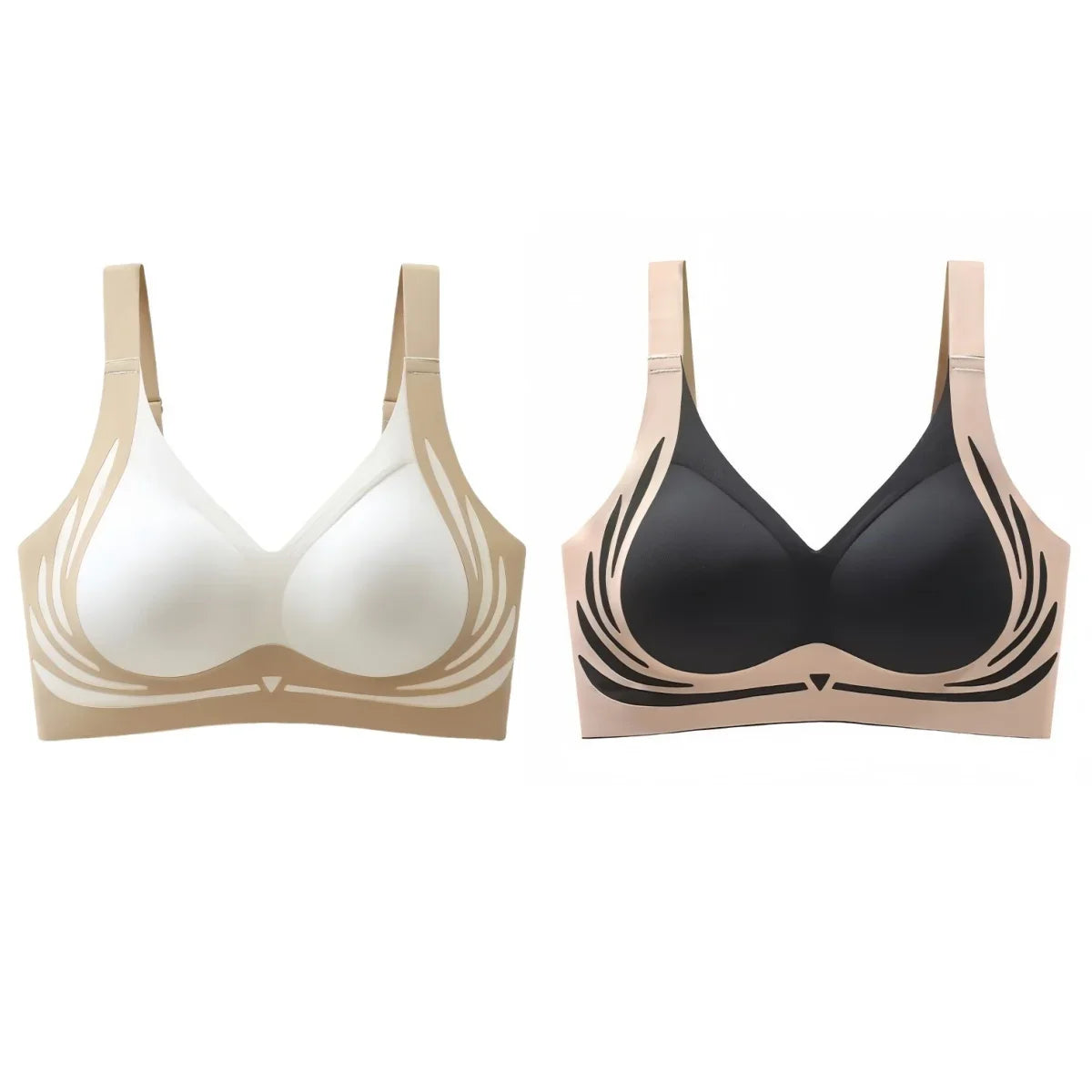 2Pcs/Set Non-wire Push-Up Bras Women's Anti-sagging Lift-up Bra Side Support Adjustable Straps No Show Plus Size Underwear M-4XL