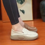 Platform Casual Slip-on Loafers for WomenSpring New Soft-soled Women's Shoes Comfortable Work Shoes Sewn Leather Shoes