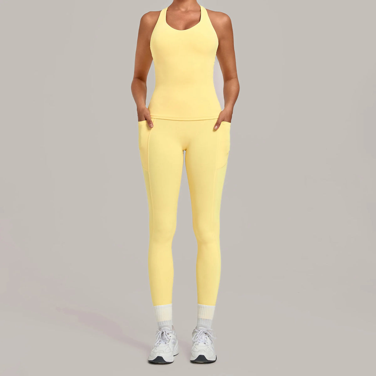 Women's Seamless Yoga Sets Sports Fitness Hip-lifting High Waist Pant Sleeveless Backless Suits Workout Running Leggings Sets