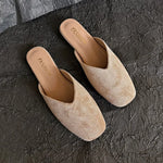 Women Suede Flats Mules Shoes Square Toe Slingback Slippers Casual Sandals 2026Trend Summer Dress Flip Flops Cozy Mujer Slides