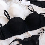 New 6 Color Women Cotton Underwear French Sexy 1/2 Cup Push Up Bra Set Fashion Fluorescent Summer Lace Bra and Thongs Lingerie