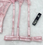 sexy lingerie embroidered see-through mesh bra with underwire four-piece set