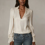 2026 Spring Women's Shirts European and American Fashion Long Sleeve Tops Solid Color Korean Style Lapel Shirts with Ruffles