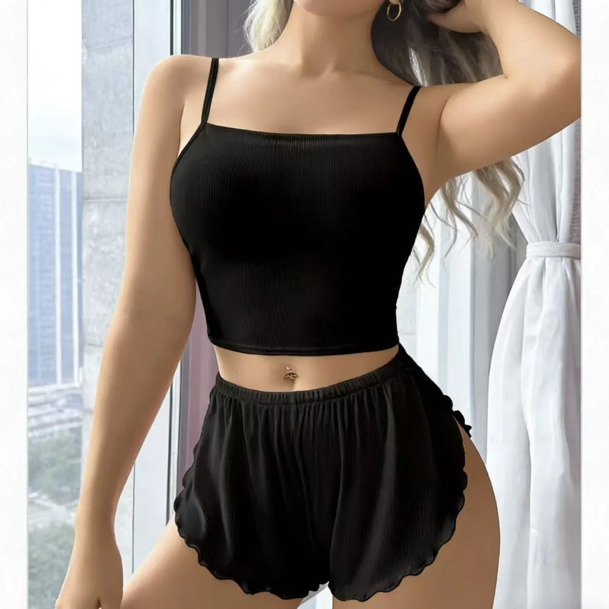 2026 New Women's Pajamas Home Clothes Summer Fashion Solid Color Underwear Set Strap Shorts Casual Comfortable Tank Top Y2K Hot