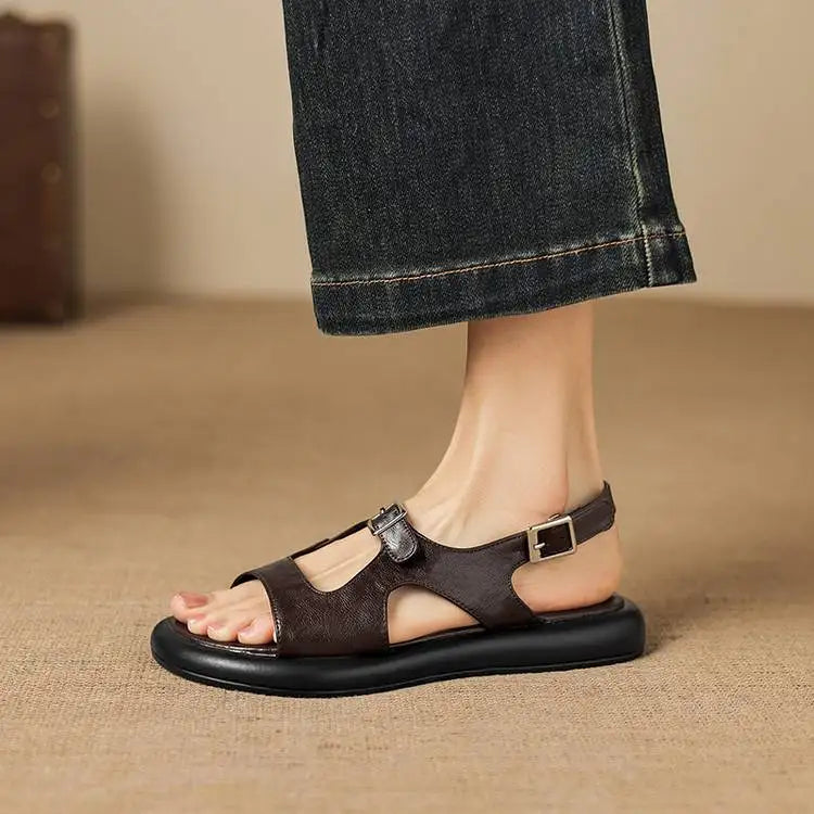 Spring and Summer New Model Fashion Low Heel Women's Shoes Fish Mouth Open-toe Buckle Casual Student Women's Sandals High 2.5cm