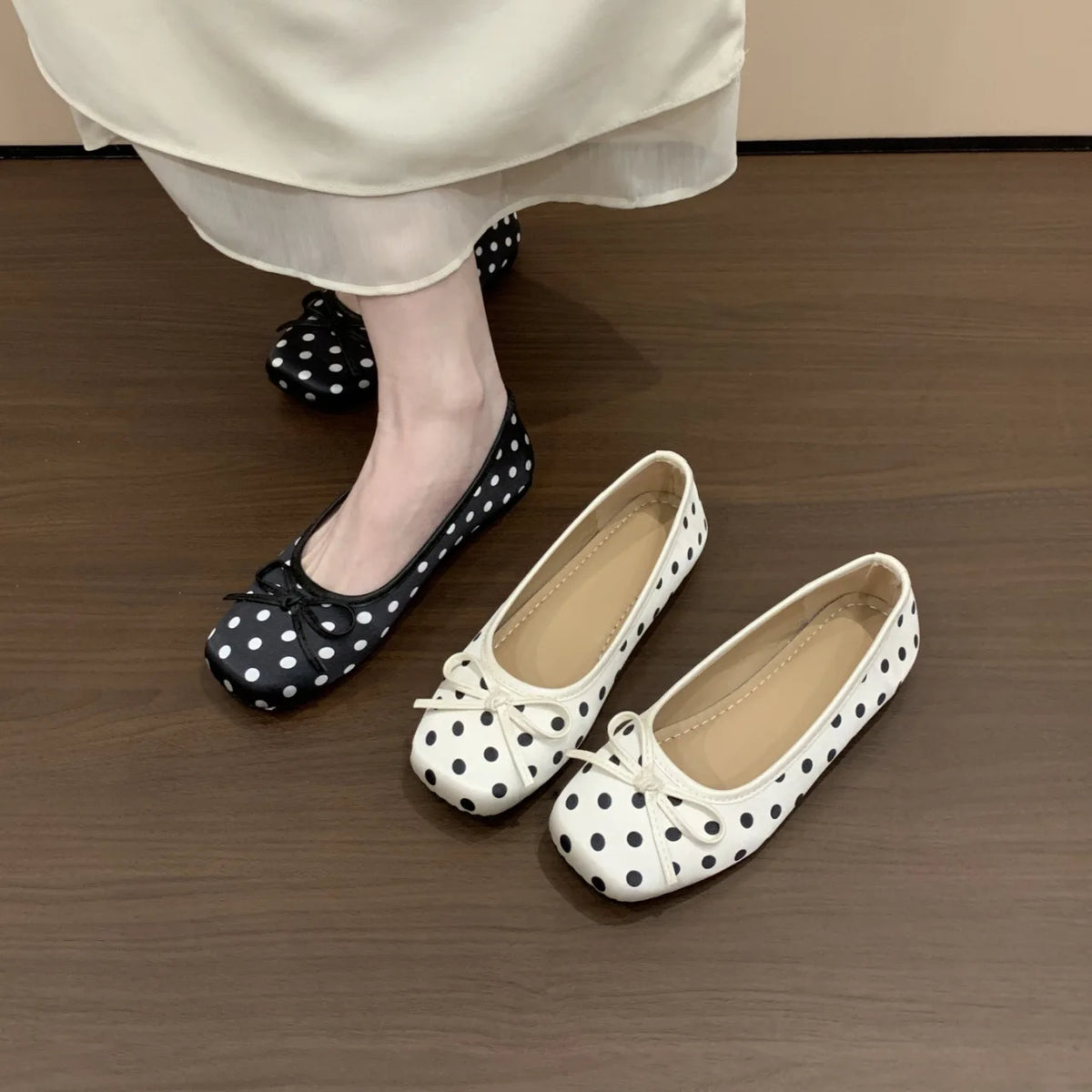 2026 New Polka Dot Women Ballet Flats Comfort Round Toe Shoes Street Style Soft Sole Ladies Eelgant Dress Slip on Loafers Shoes