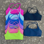 Solid Color Tight Comprehensive Training Women Fitness Bra Cross Back Yoga Underwear Gym Sport Top Hollow Back Push Up Chest Pad
