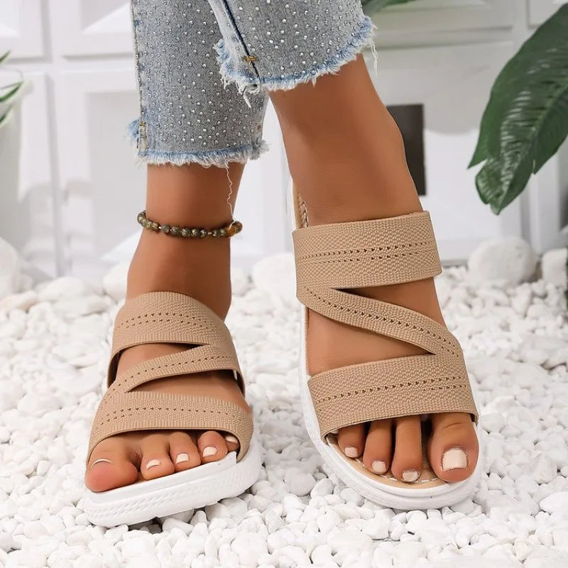 Women's Summer 2026 NewFashion Knitted Lightweight Beach Slippers Women Sandals Ladies Shoes