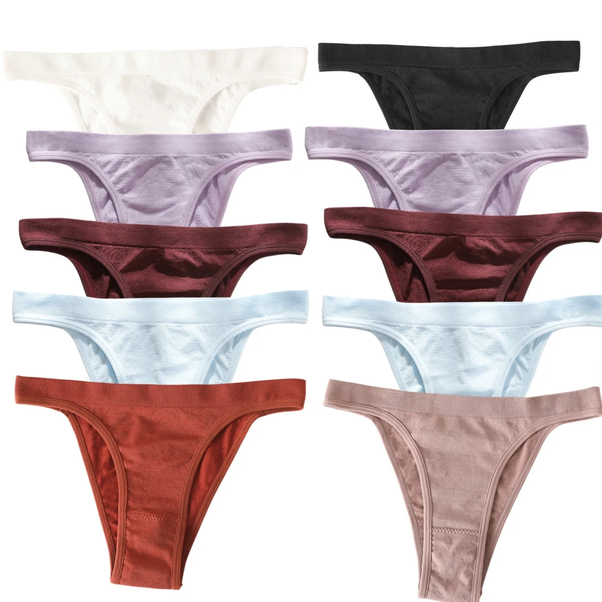 10Pcs/Set Women Seamless Panties Ribbed Underwear Sexy Lingerie High Leg Cut Female Sports Underpants Femme Thongs