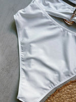 6 Colors Sexy Metal Rings Cut Out Women Swimwear One Piece Swimsuit Female Bandeau High Leg Cut Bather Bathing Suit Swim B027D