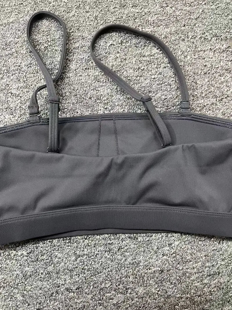 Women Yoga Bra Removable Shoulder Strap Anti-Slip Bra Wrap Chest Dual-Use Sports Yoga Wear Outside Running Fitness Top