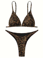 High Cut Micro Bikini Women Brown Leopard Bandage Push Up Bra Swimsuit Sexy Bathing Suit Padded Thong Swimwear Biquini 2026