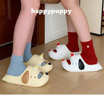 Cute Cartoon Dog Indoor Street Slippers For Women Summer House Shoes Soft EVA DIY Funny Birthday Hat Girls Home Beach Slides