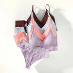Sexy Women Bra Panties Set High Rise G-String Sports Bra Top Seamless Underwear Fitness Bra Top Female Lingerie Set Intimates