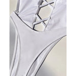 S - XL Deep V Neck Mini Thong Cross Back Women Swimwear One Piece Swimsuit Female High Leg Cut Bather Bathing Suit Swim V5462