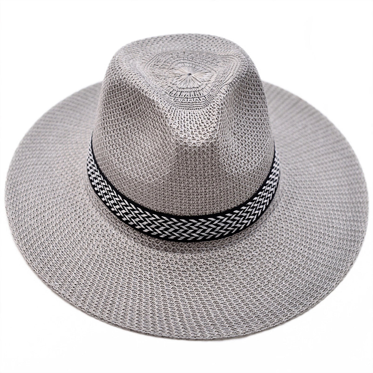 Men's Straw Woven Top Hat Wide Brim Sun Cap Summer Casual Outdoor Holiday