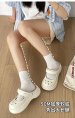Fashion Mary Jane Garden Shoes Woman Platform Slippers Cute DIY Thick Sole Girls Summer Indoor Beach Slides Ladies Footwear