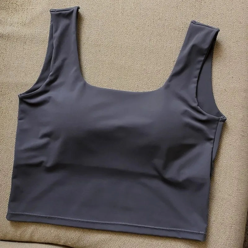 Summer Ice Silk Bras Top Square Neck Crop Top Solid Color Underwear Streetwear Bra Top for Women Sexy Lingerie