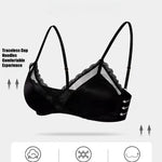 Sexy Thin Triangle Cup Women's bra Tube Top Solid Color Lace Side No Rims Push Up Bra With Padding Gather Backless Bra For Girl