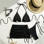 Beige Mesh Cover Ups Swimwear Halter String Triangle Bikinis Sets 3 Pieces Micro Thong Sexy Swimsuit Women 2026 Bathing Suit