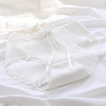Girls SweetCute Underwear Cotton Lovely Soloid Middle Waist Briefs Young Girl Panties TeenagersWhite Intimates M L XLWhite