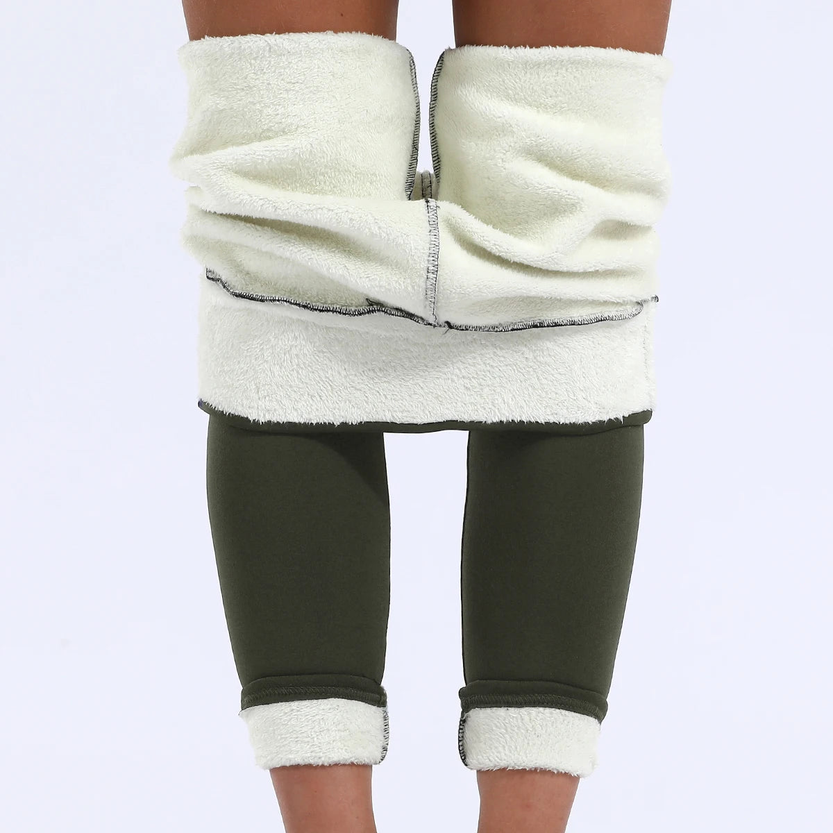 Winter Thermal Leggings Womens Solid Color Thick Pants Warm High Waist Solid Color Outdoors Casual Classic Leggings