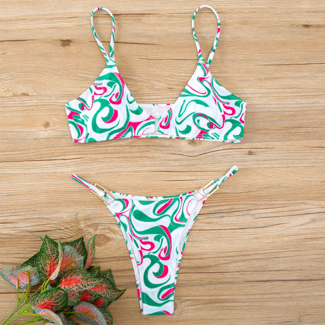 11 Colors Sexy Ribbed High Cut Bikini Women Swimwear Female Swimsuit Two-piece Bikini Padded set Bather Bathing Suit Swim V7111B