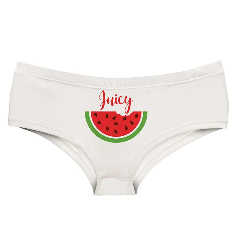 Women's Watermelon Print Mid-Waist Panties Seamless Elastic Wrap Buttocks Knickers Sexy Lady Underpants Female Comfort Briefs