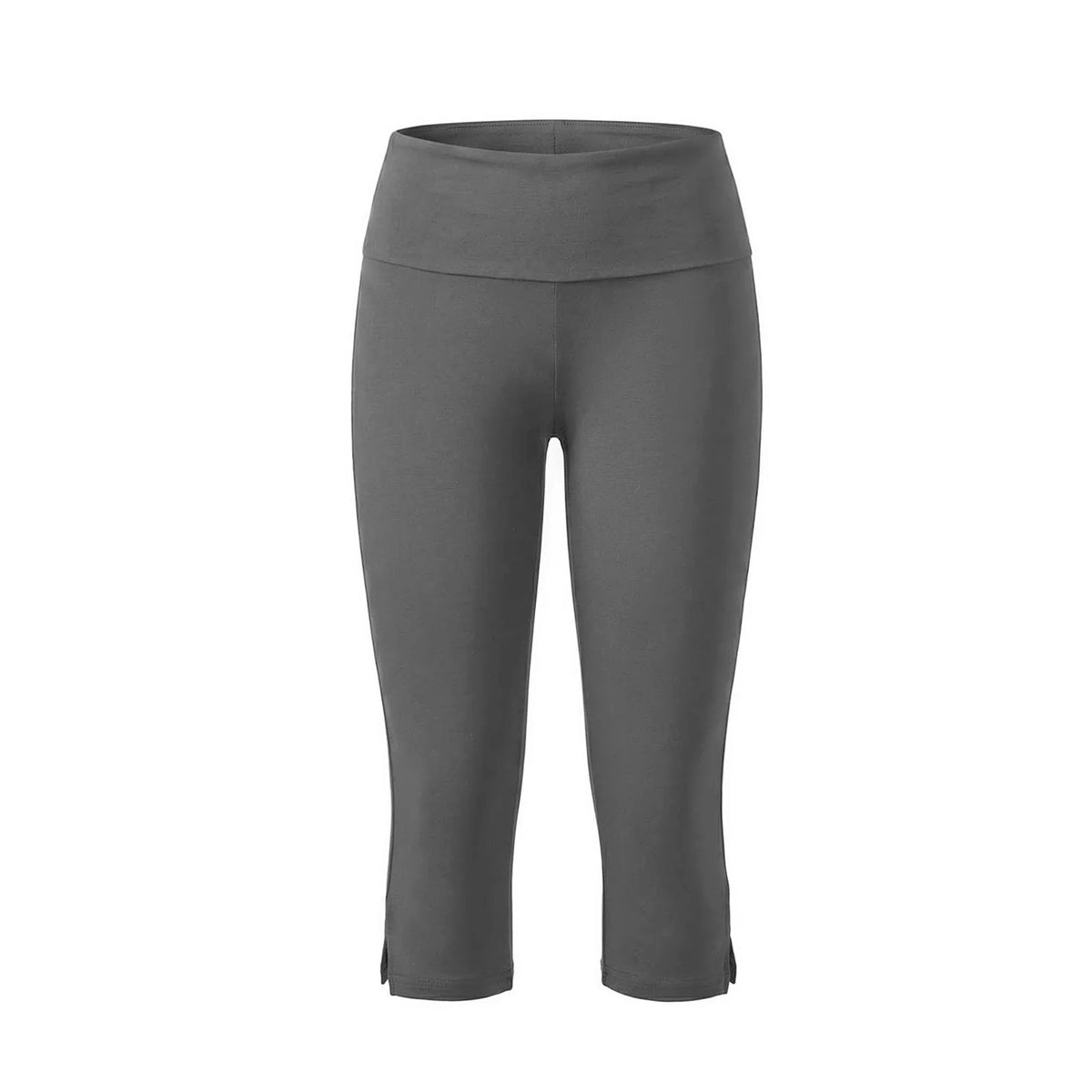 Women’s Solid Color Capri Pants Fold Over Elastic Waist Split Hem Bodycon Cropped Pants Summer Daily Casual Joggings Leggings
