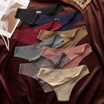 3Pcs/Set Women's Smooth Ice Silk Briefs Low-Rise Ice Silk Brazilian Panties No-Show Breathable Underwear Seamless Bikin