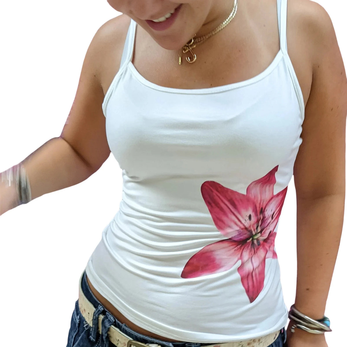 Summer Women Floral Print Camisole Casual Spaghetti Straps Tank Tops Sleeveless Crop Tops for Club Streetwear
