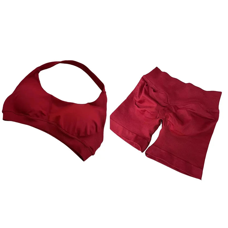 2 Pieces Gym Set Sports Suit Women Sports Bra Yoga Shorts Fitness Suit Gym Sets Seamless Workout Outfits Yoga Set Sportswear