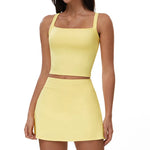 2 Piece Yoga Skirt Set Women Outdoor Neck Hanging Sports Vest High Waist Pleate A Line Skorts Fitness Suit Gym Workout Clothes
