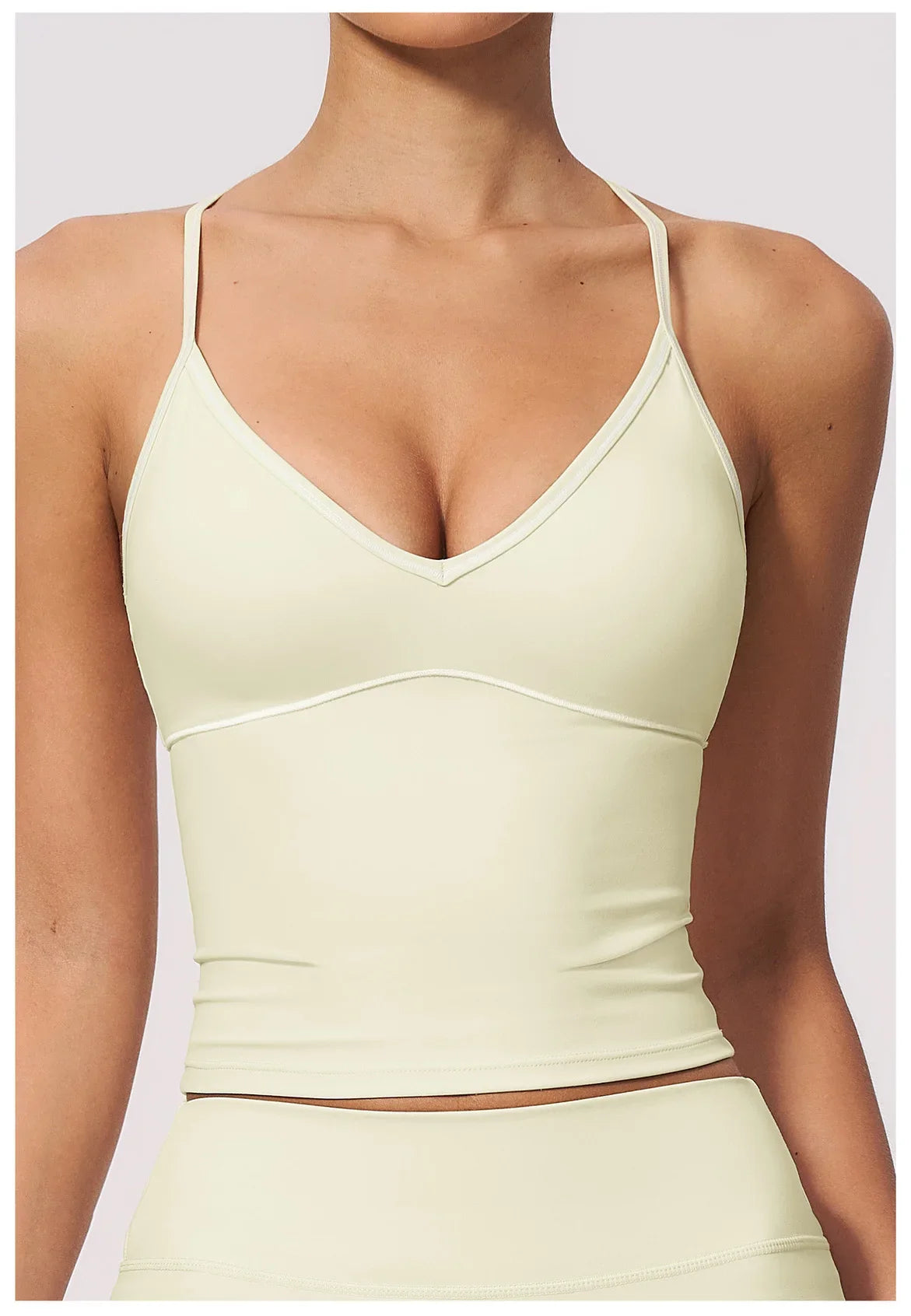 Summer Back I Shaped Sports Bra Sexy Deep V Neck Contrast Color Slimming Yoga Tank Top Outdoor Workout Fitness Gym Running Vest