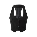 Women WaistcoatVintage Sleeveless V Neck Button Down Vest Blazer Fashion Top