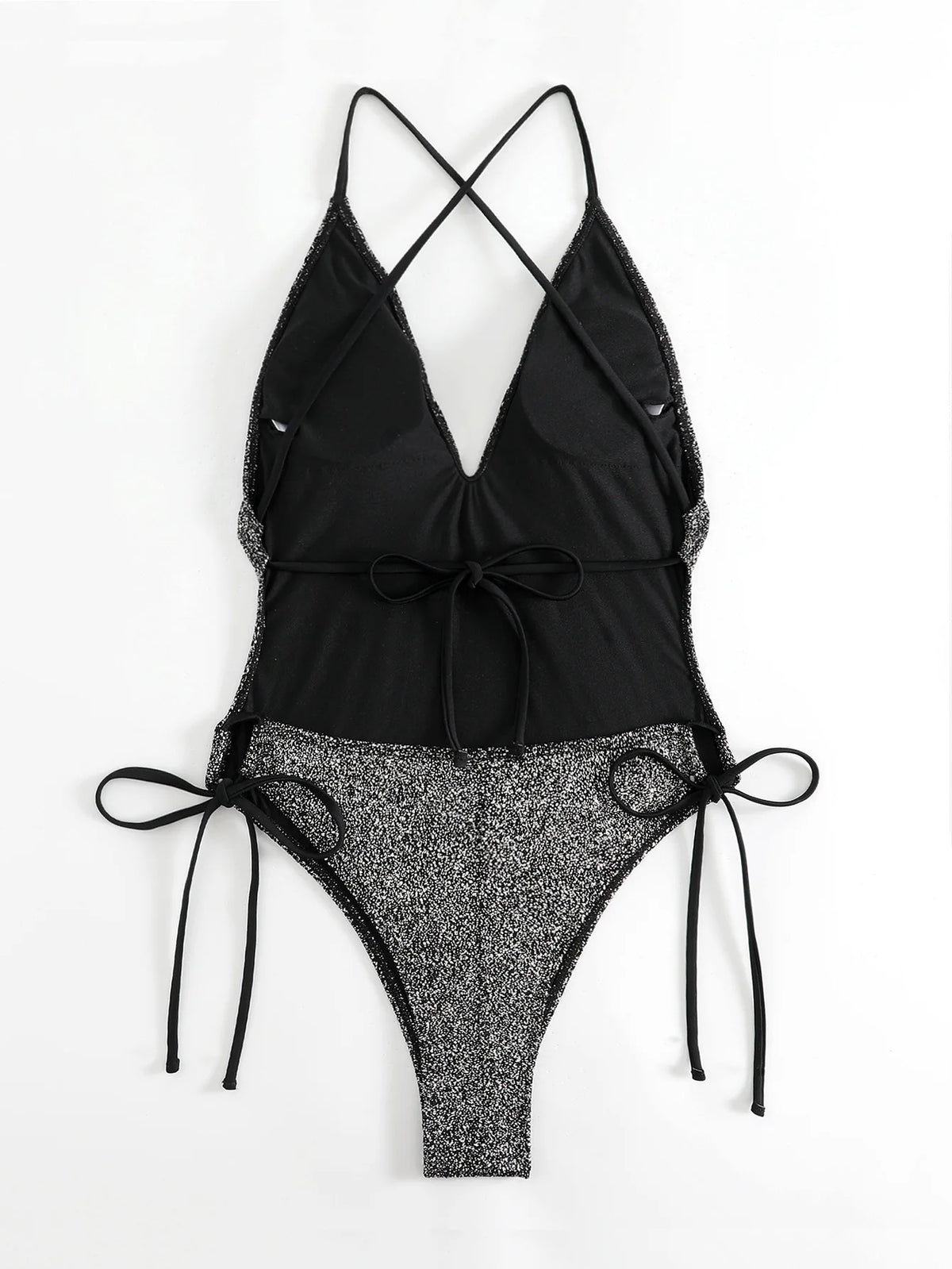 DEKA Sequins One Piece Swimwear Shiny Deep V Swimsuit Female Monokini Sexy Women's Push Up Glitter Swimsuit