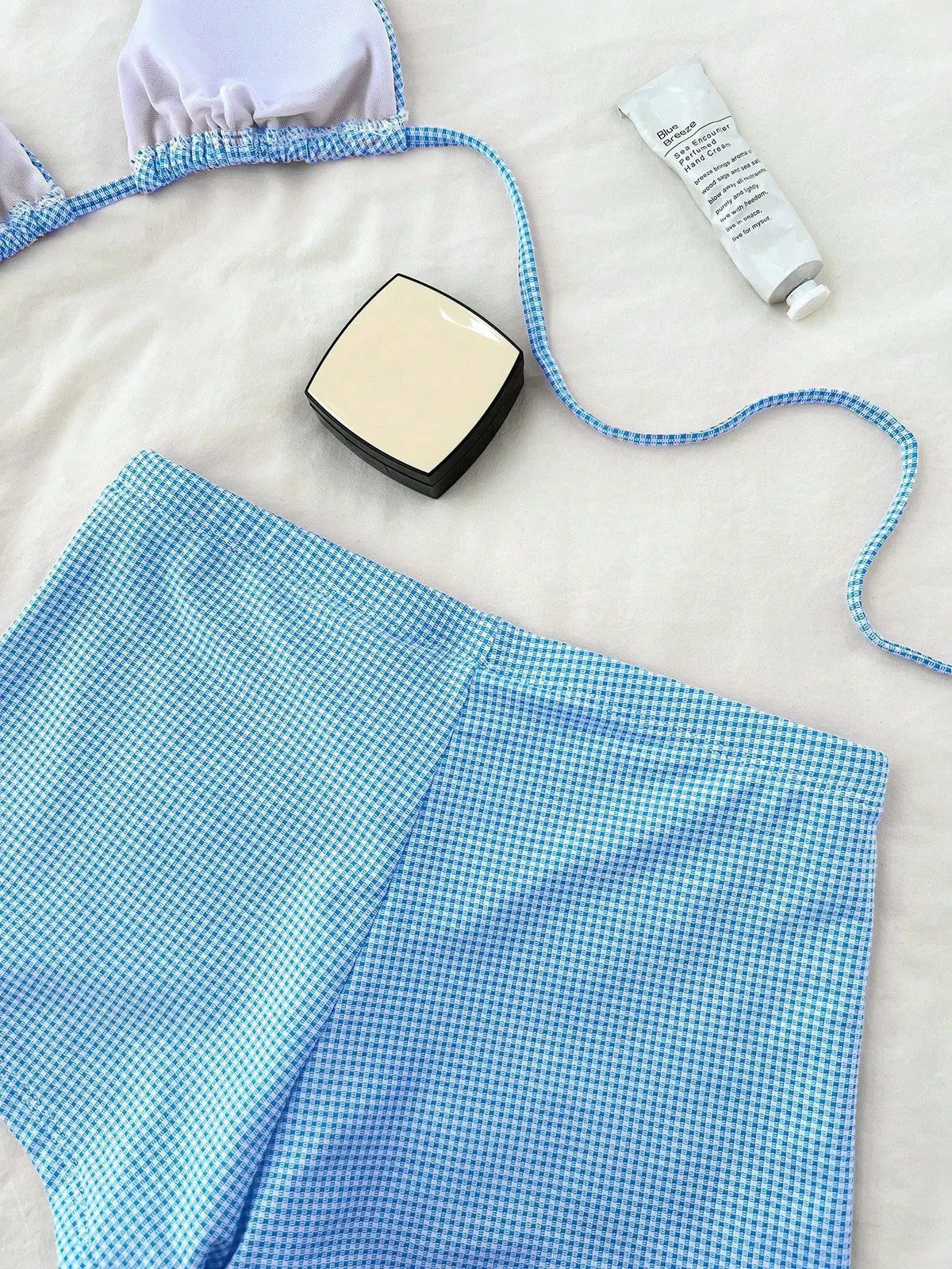 Sexy Blue Plaid Bikini Set 2026 Women Bow Strap Bandage Push Up High Waist Panties Swimsuit Beach Bathing Suit 2 Piece Swimwear