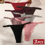 3Pcs/Set Cotton G-String Sexy Women Thong Adjustable Belt Seamless Panties Breathable Low Waist Lingerie Female Soft Solid Color