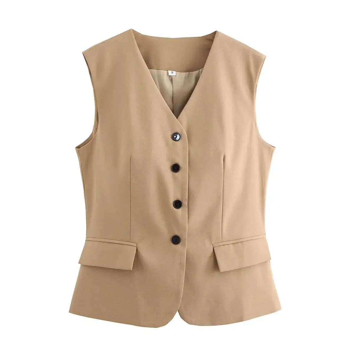 Women's Fashion Versatile Vest Solid Color Tailored Vest Three Pack Sleeveless V Neck Button Down For Women Office Wear 2EKY